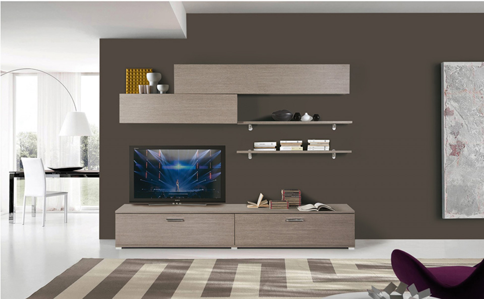 Dnevni regal LEONARDO - tamno siva