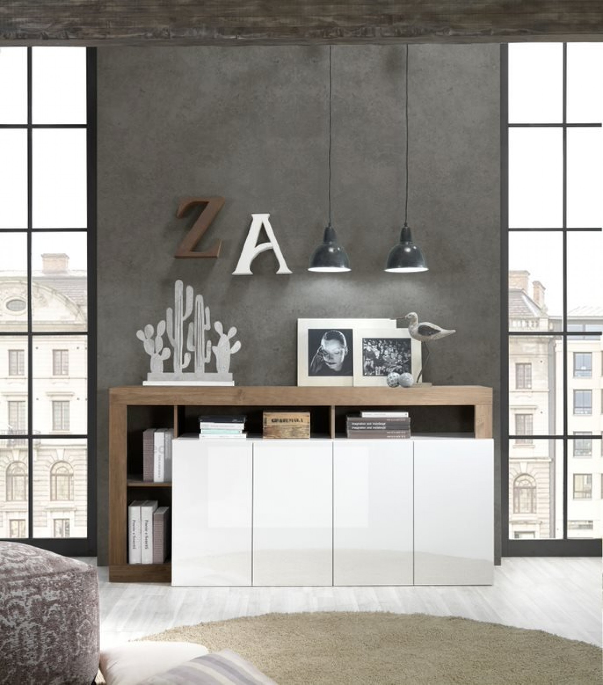 Elegantna bijela komoda s 4 vrata HAMBURG 209030-08MR