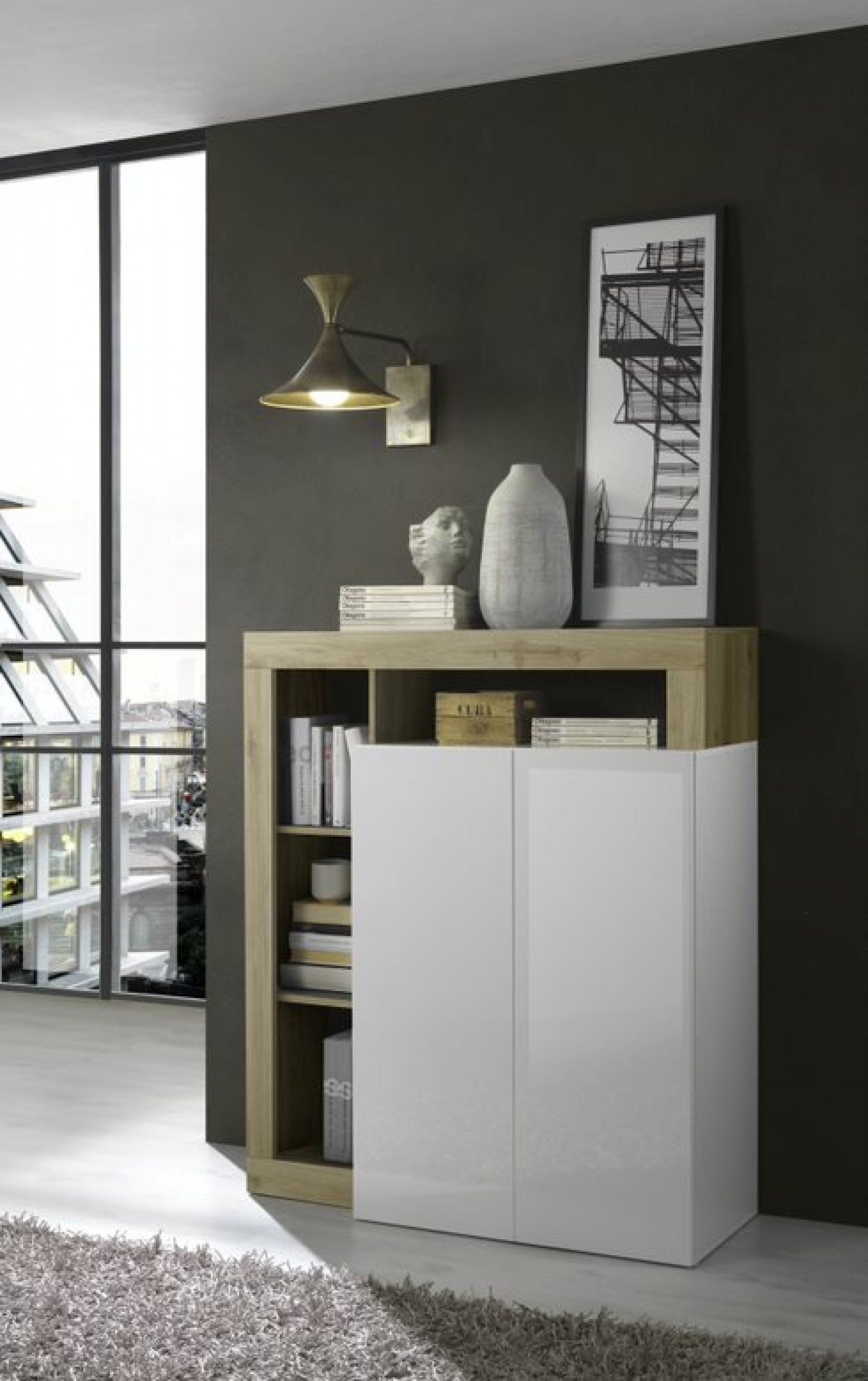 Elegantna bijela komoda s dvokrilnim vratima HAMBURG 209030-04K