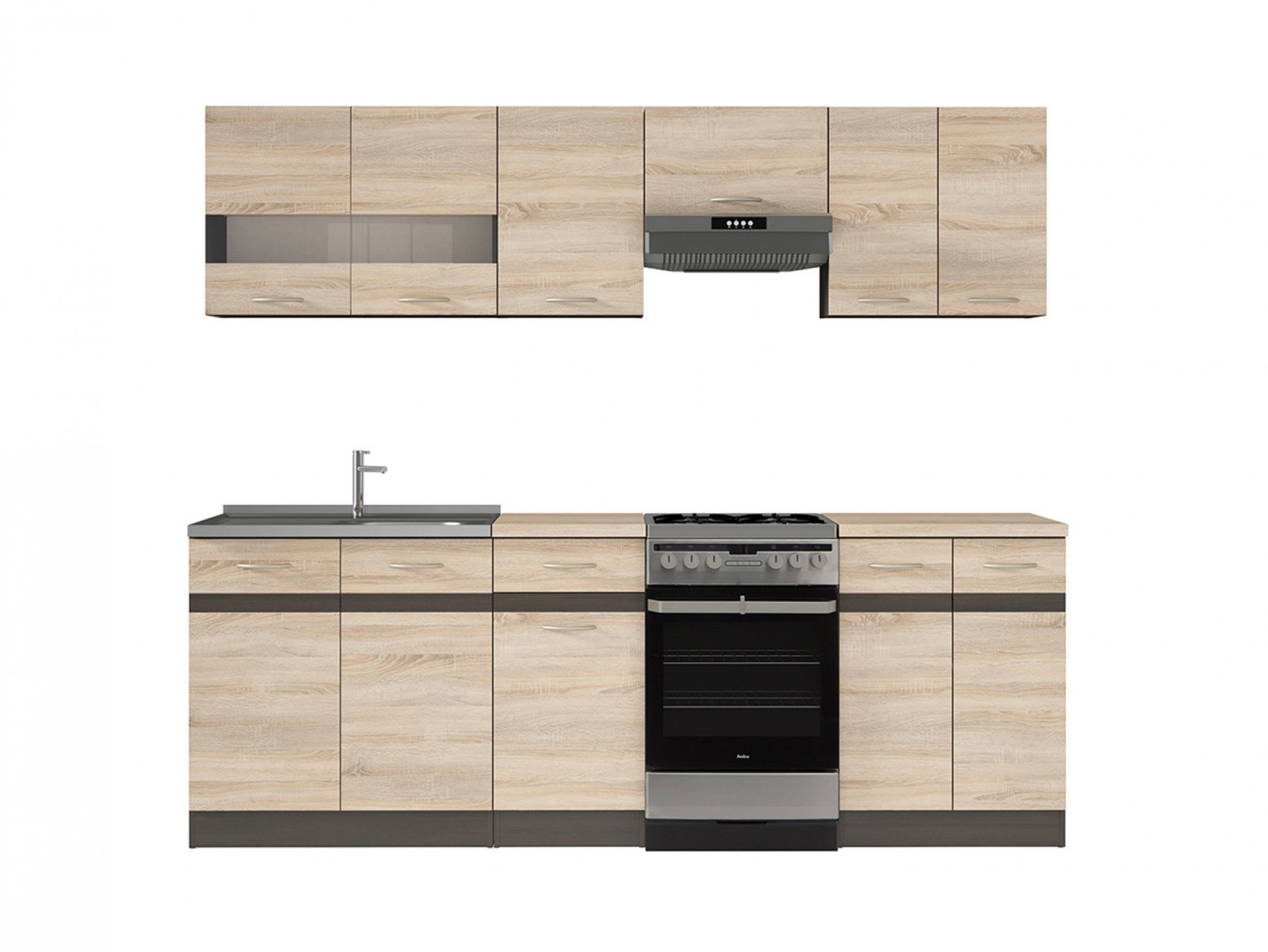 Kuhinja JUNONA (240 cm) - Sonoma hrst/Wenge