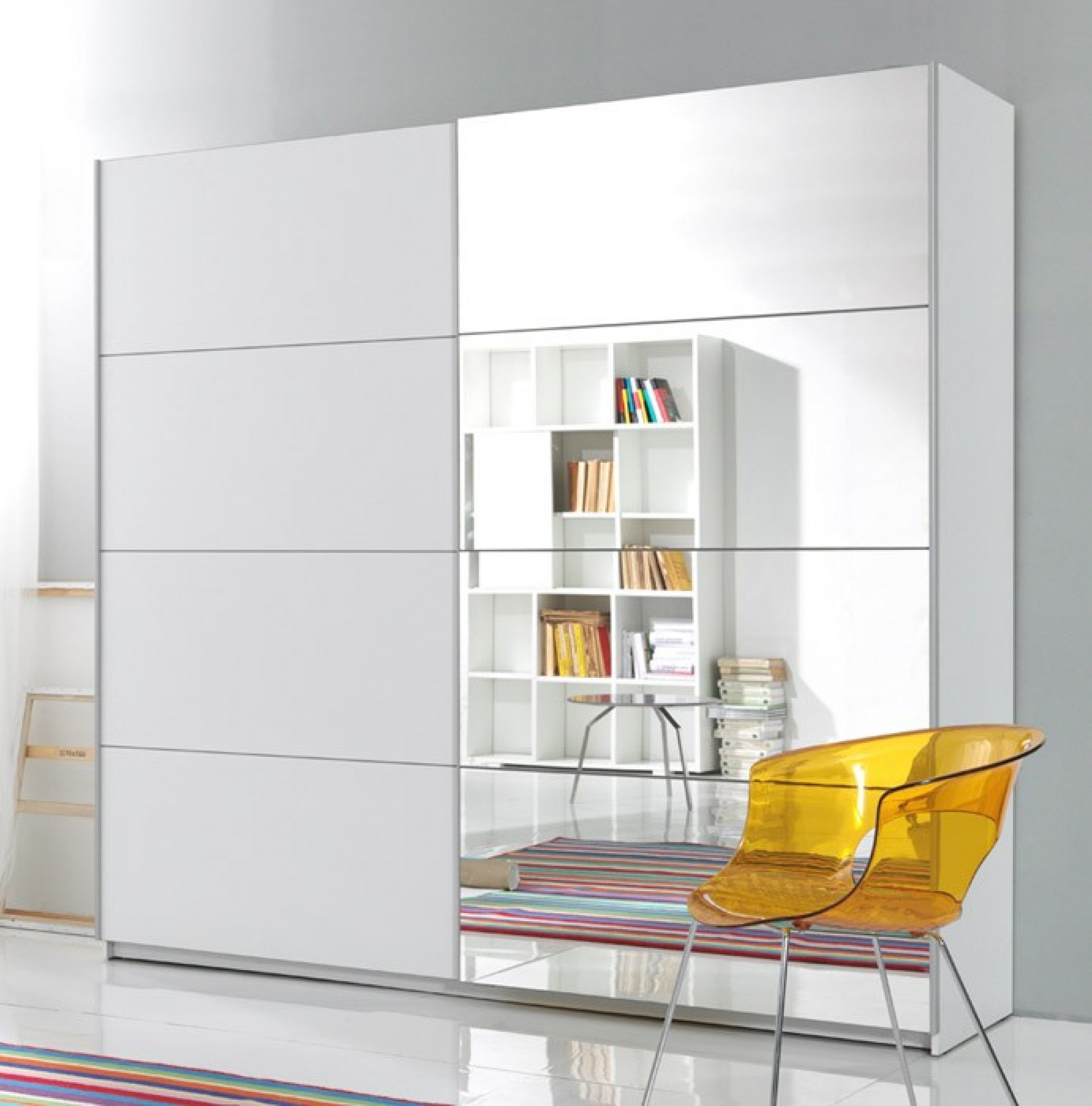 Klizni ormar s ogledalom EMMA - RASPRODAJA (bijela, 220)