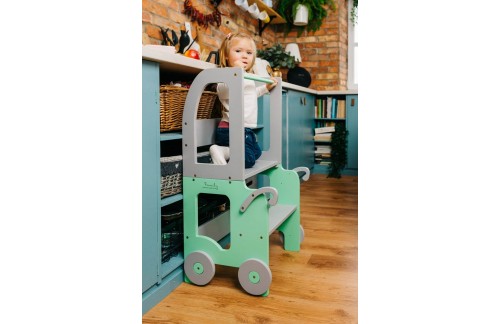 2V1 MONTESSORI STOLICA POMAGALO MOTIV VOZ-sivo/zelena