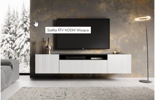 Zidna TV komoda NOEMI s rebrastim dizajnom - CRNOBIJELA