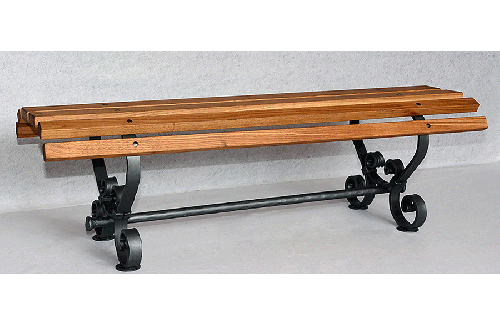 Ručno kovana klupa s hrastovim letvama 150x49cm