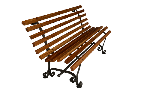 Ručno kovana klupa s naslonom iz hrastovih letava 150x69cm