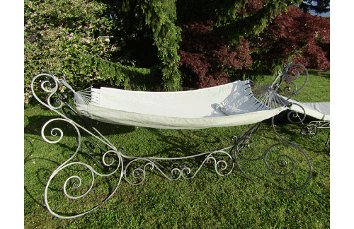 Ručno kovan stalak s visećom mrežom iz tkanine