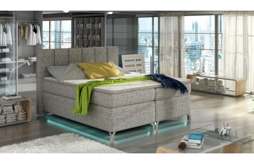 Boxspring krevet Basilio s LED rasvjetom i prostorom za pohranu