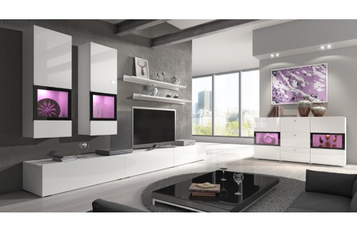 Dnevni boravak Baros (bijela, visoki sjaj)-Veliki set - EKSPONAT