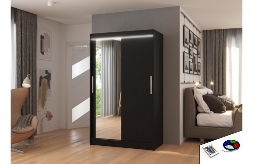 Klizni ormar BARIO s ogledalom i LED rasvjetom, 120 cm