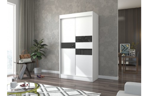 Klizni ormar BATIA s lakobel staklom 120 cm - BIJELA