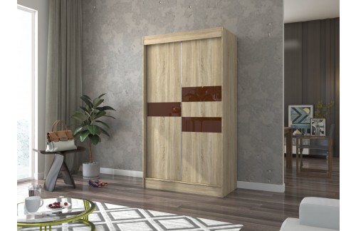 Klizni ormar BATIA s lakobel staklom 120 cm - SONOMA-ČOKOLADNI LACOBEL