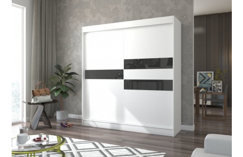 Klizni ormar BATIA s lakobel staklom 200 cm - BIJELA