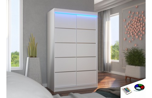 Klizni ormar BENISSO s LED rasvjetom, 120 cm - BIJELA