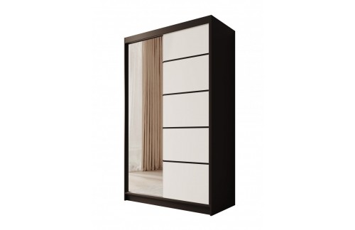 Klizni ormar Castello s ogledalom, 120 cm - CRNA-BIJELA