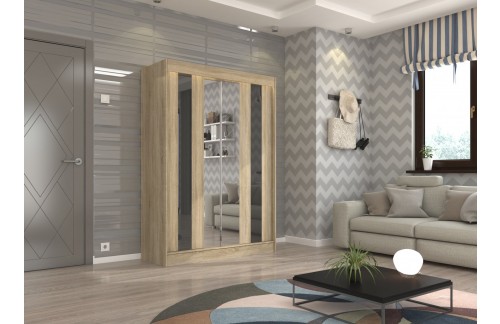 Klizni ormar KEITA s ogledalom i lacobel staklom 150 cm (više boja)