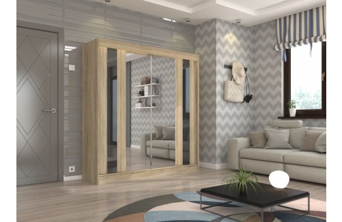 Klizni ormar KEITA s ogledalom i lacobel staklom 200 cm (više boja)