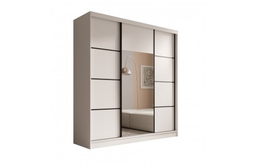 Klizni ormar Keri s tri vrata i ogledalom, 200 cm - BIJELA