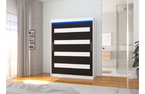 Klizni ormar MARTINEZ 150 s lakobelom i LED rasvjetom - BIJELA