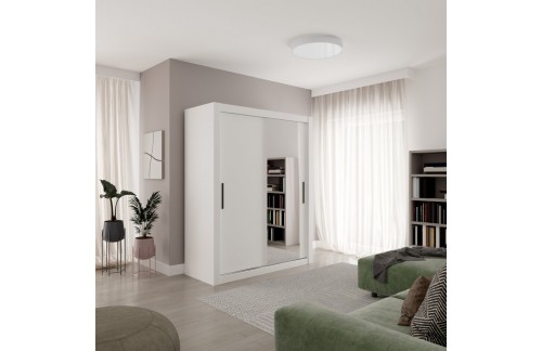 Klizni ormar MODI-M s ogledalom, 160 cm - BIJELA-CRNA