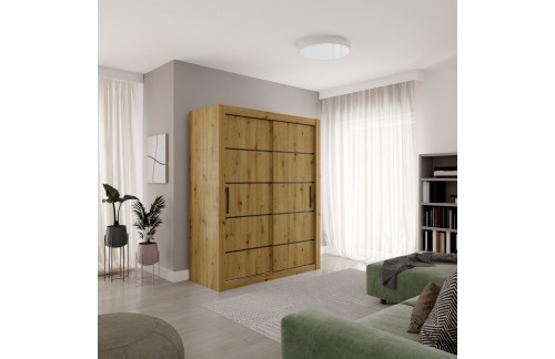 Klizni ormar MORELL s 2 vratima i policama, 160 cm