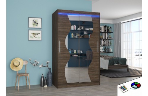 Klizni ormar OSWALD s ogledalom i LED rasvjetom, 120 cm