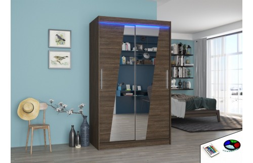 Klizni ormar TEXAS s ogledalom i LED rasvjetom, 120 cm