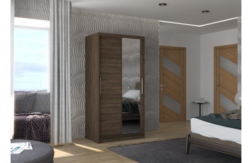 Klizni ormar s ogledalom BAROS, 100 cm - ČOKOLADA