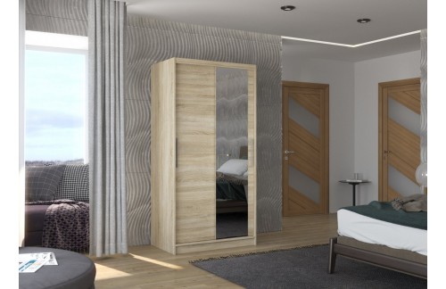 Klizni ormar s ogledalom BAROS, 100 cm - SONOMA-SONOMA HRAST