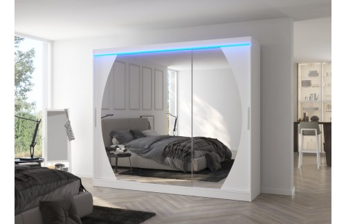 Klizni ormar s ogledalom CAMBE 250 cm - BIJELA