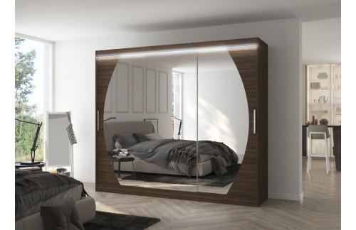 Klizni ormar s ogledalom CAMBE 250 cm - ČOKOLADA