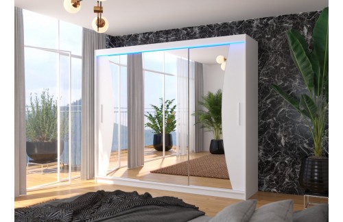 Klizni ormar s ogledalom DIEGO 250 cm - BIJELA