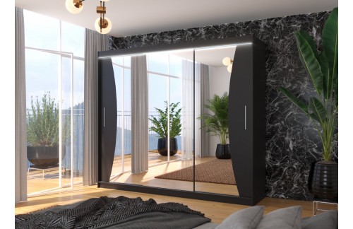 Klizni ormar s ogledalom DIEGO 250 cm - CRNA