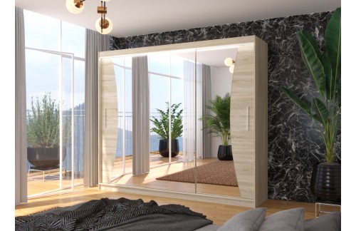 Klizni ormar s ogledalom DIEGO 250 cm - SONOMA-SONOMA HRAST