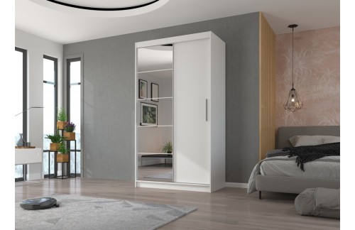 Klizni ormar s ogledalom ESTI 120 cm - BIJELA