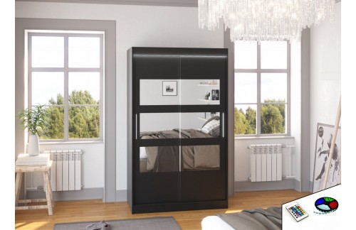Klizni ormar s ogledalom i LED rasvjetom KOLORADO, 120 cm