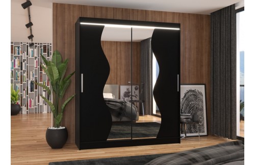 Klizni ormar s ogledalom i LED rasvjetom MEDISON, 180 cm