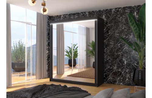 Klizni ormar s ogledalom i LED rasvjetom MORGAN 180 cm