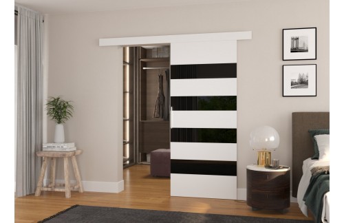 Klizna zidna vrata MILOU s lakobel detaljima 86 cm - BIJELA