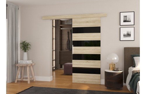 Klizna zidna vrata MILOU s lakobel detaljima 96 cm - SONOMA HRAST