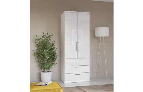 2-DIJELNI ORMAR SA LADICAMA OPTIMA - BIJELI VISOKI SJAJ