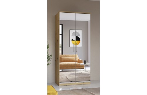 2-DIJELNI ORMAR SA OGLEDALOM OPTIMA - ARTISAN HRAST/BIJELA VISOKI SJAJ