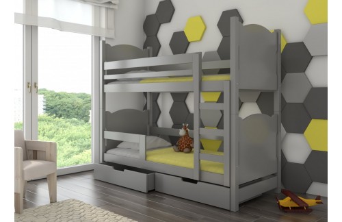 Dvodijelni krevet na kat MARABA s madracima - SIVA