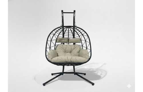 Dvosjed sklopiva viseća fotelja Luvo (crna/svetlo siva)