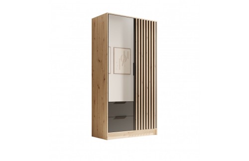 Garderobni ormar Neri 102 cm - HRAST ARTISAN-CRNA