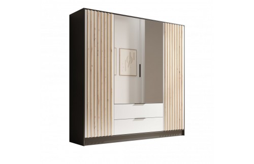 Garderobni ormar Neri 200 cm - CRNA-BIJELA