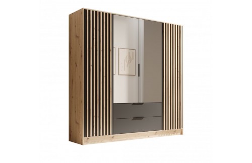 Garderobni ormar Neri 200 cm - HRAST ARTISAN-CRNA