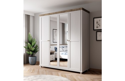 4-DIJELNI ORMAR EVORA - BIJELA ABISKO PEPEO/ HRAST