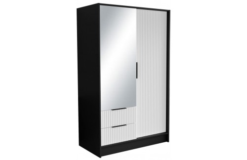 Garderobni ormar s ogledalom Norel 102 cm - CRNA-BIJELA