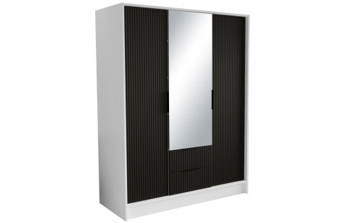Garderobni ormar s ogledalom Norel 150 cm - BIJELA-CRNA