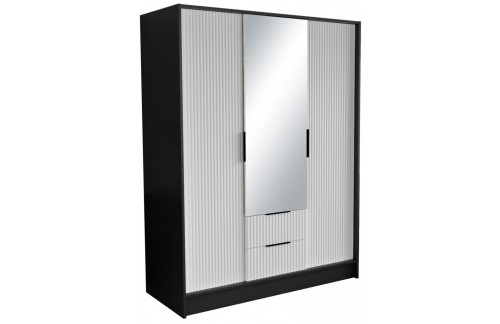 Garderobni ormar s ogledalom Norel 150 cm - CRNA-BIJELA